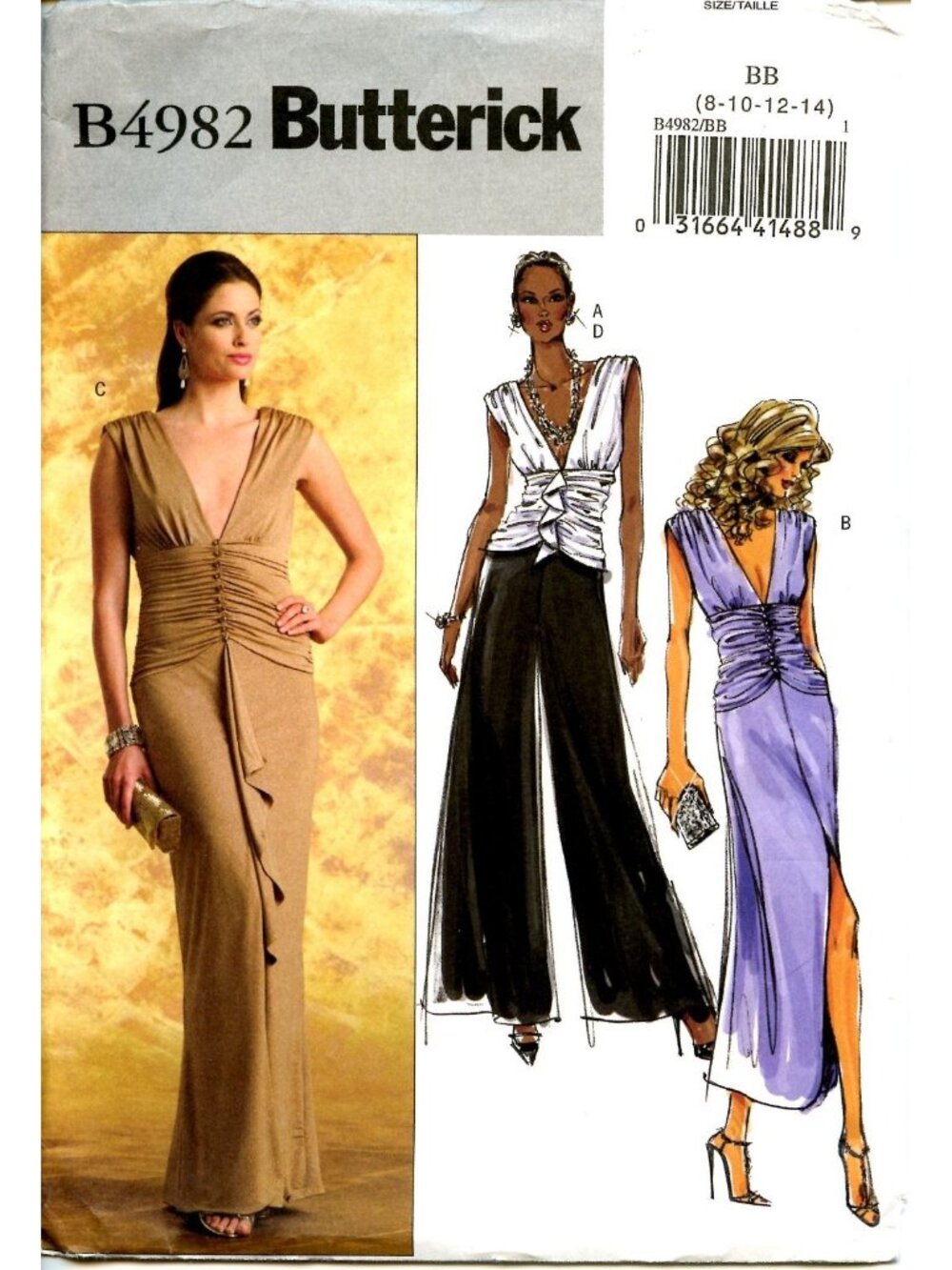 Butterick B4982 Misses Dress & Pants Sewing Pattern Sizes 8-14 Lined Uncut